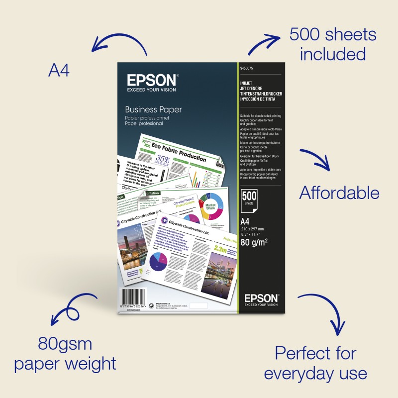 Epson BUSINESS PAPER 80GSM 500pcs Epson BUSINESS PAPER 80GSM 500pcs